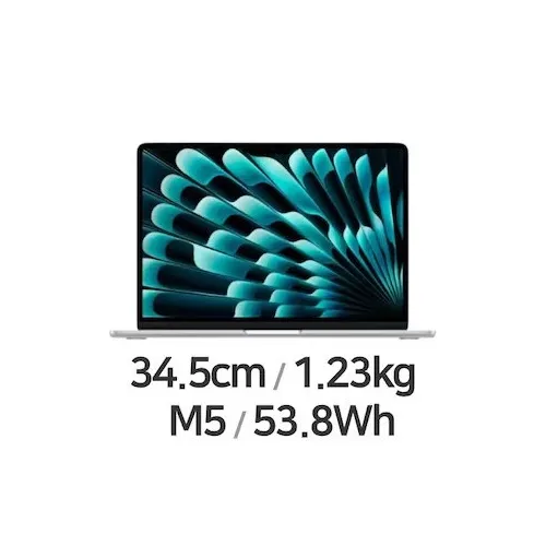 맥북에어13 M5 실버(10코어 CPU, 8코어 GPU , 16GB / 512GB)